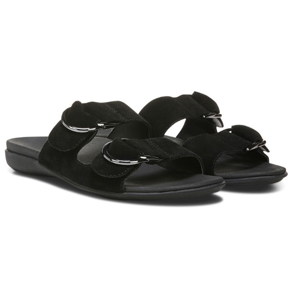 Vionic Shoes - Vionic Corlee 2 Strap Wide Width Women's Black Comfort Slide Sandals NWOT
